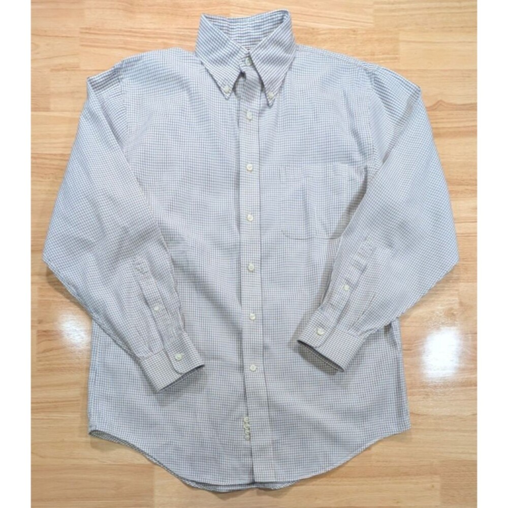 Lands End Shirt Mens Small S 15-32 Regular Fit Graph Check Button Down Cotton